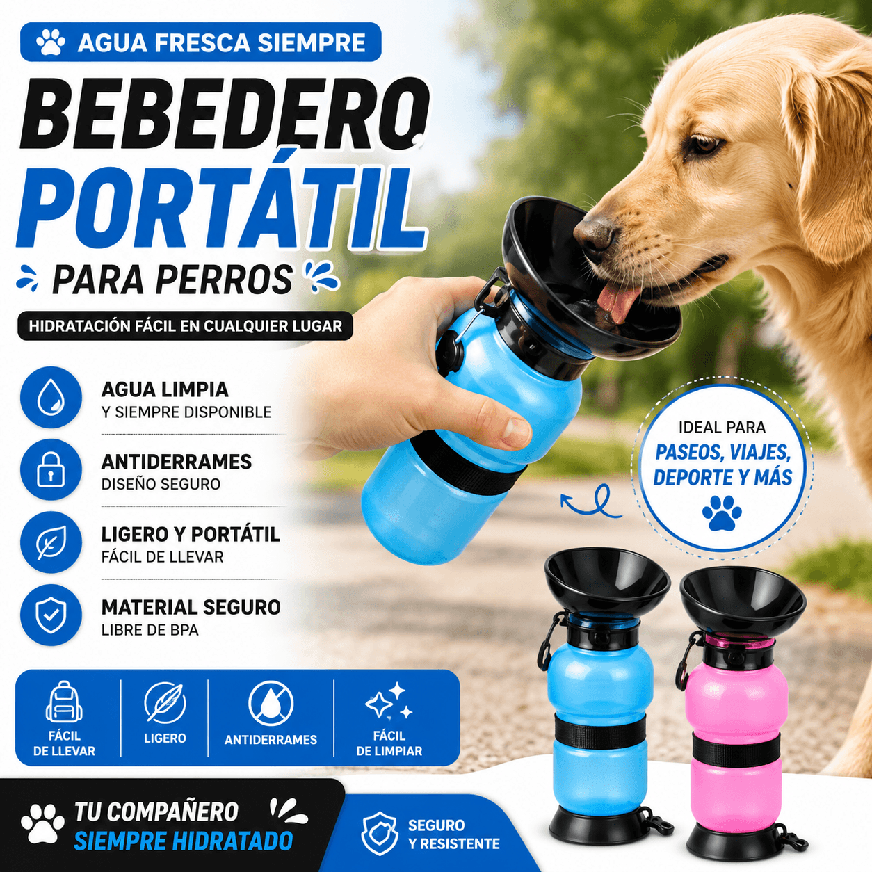 Bebedero portátil para perros